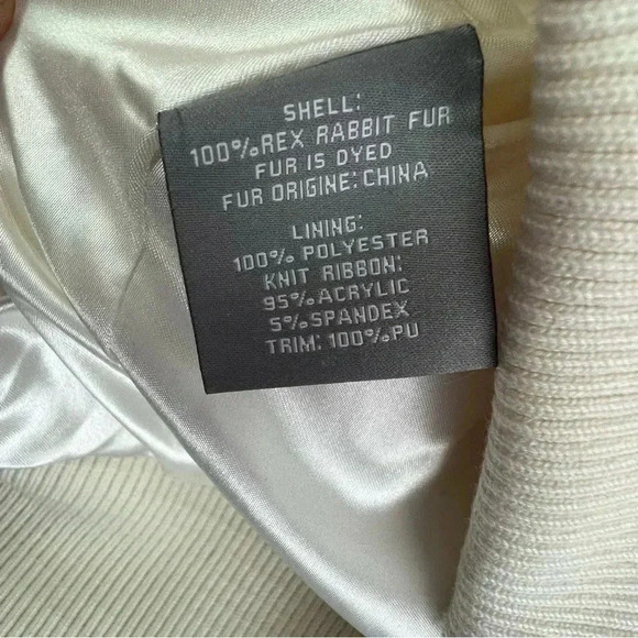 Bagatelle‎ Genuine Rabbit Fur Bomber Jacket Sz M Ivory - Picture 12 of 16